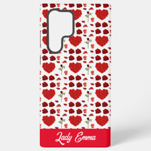 Red heart red flowers garden chic floral foliage samsung galaxy case