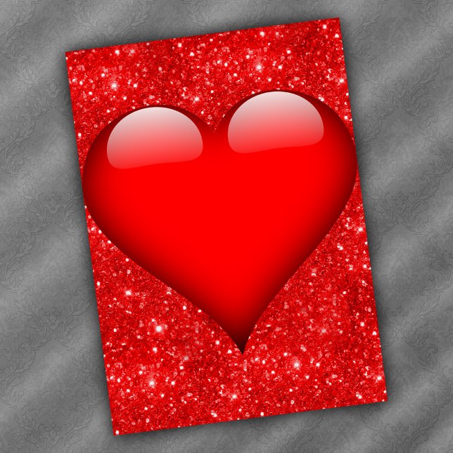 Red Heart, Red Glitter Valentine Holiday Card (Creator Uploaded)
