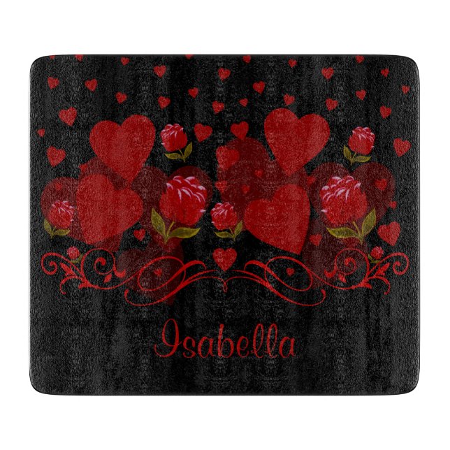 Red heart, red roses for Valentine's day  Cutting  Board (Front)