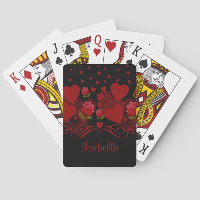 Red heart, red roses for Valentine's day  Playing Cards (Back)