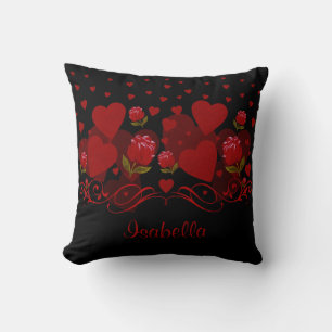 Red heart, red roses for Valentine's day  Throw Pi Cushion