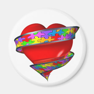 Red Heart Ribbon Magnet