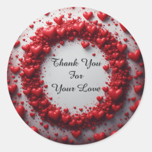 Red Heart Ring Frame With Floating Hearts Classic Round Sticker