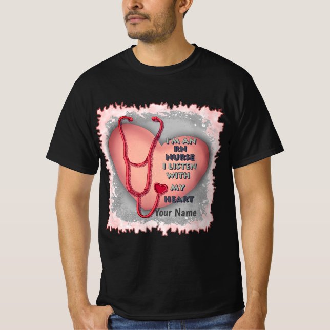 Red Heart RN Registered Nurse T-Shirt (Front)