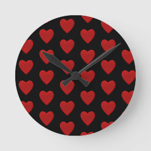Red Heart Round Clock