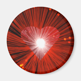 Red Heart round fridge magnet