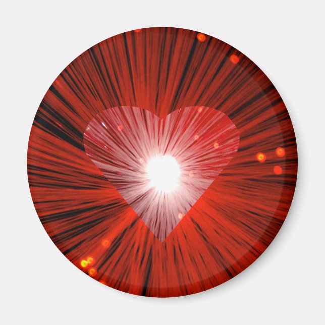 Red Heart round fridge magnet (Front)