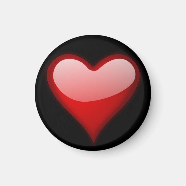 Red Heart Round Magnet (Front)