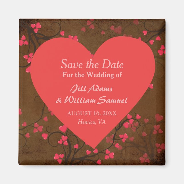 Red heart Save the Date Magnet (Front)