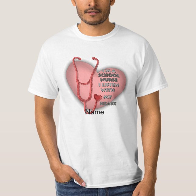 Red Heart School Nurse T-Shirt (Front)