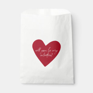 Red Heart Script Valentines Day Favour Bags
