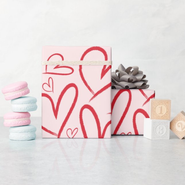 Red Heart Seamless Pattern  Wrapping Paper (Baby Shower)