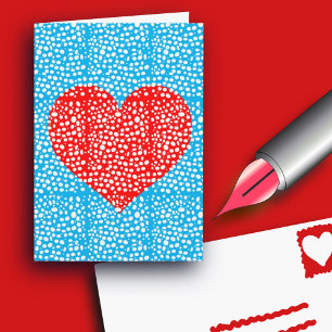 Red Heart seen through a snowy window Valentines Holiday Card