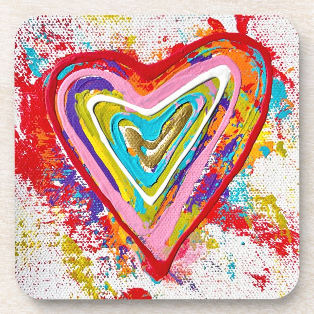 Red Heart Set of 6 Coasters (Front)