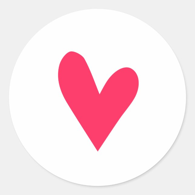 Red Heart Shape Classic Round Sticker (Front)