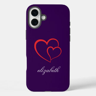 red heart shape colorful background personalized iPhone 16 plus case