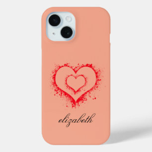 red heart shape colorful background personalized iPhone 15 case