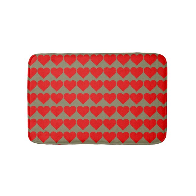 Red Heart Shape Love Classic Simple Minimalism Bath Mat (Front)