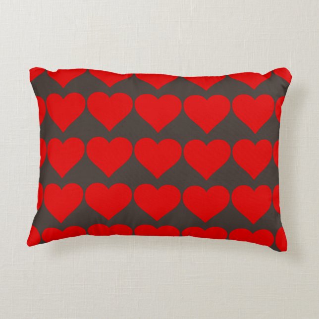 Red Heart Shape Love Classic Simple Minimalism Decorative Cushion (Back)