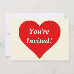 Red Heart Shape Love Classic Simple Minimalism Invitation