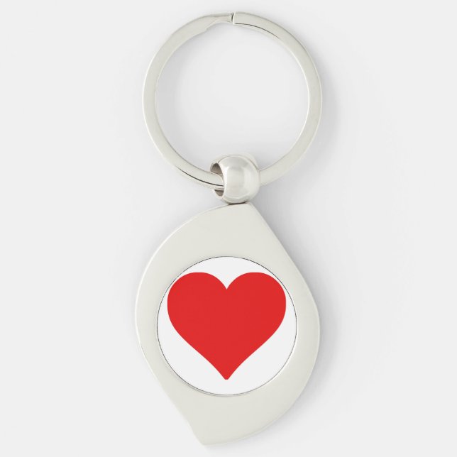 Red Heart Shape Love Classic Simple Minimalism Key Ring (Front)