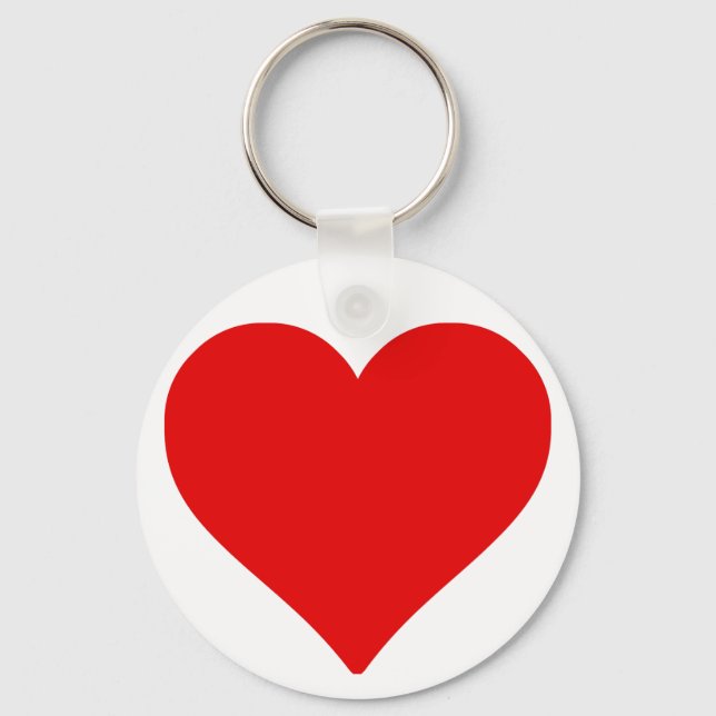 Red Heart Shape Love Classic Simple Minimalism Key Ring (Front)