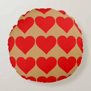 Red Heart Shape Love Classic Simple Minimalism Round Cushion