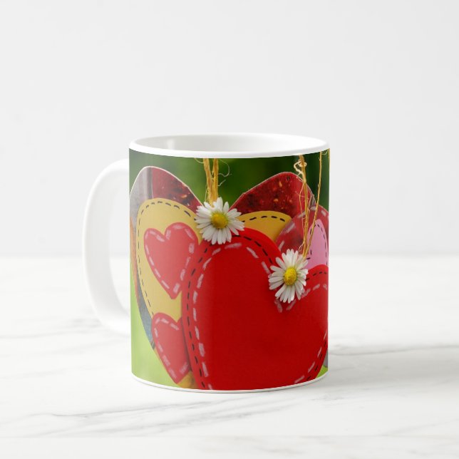 Red Heart Shape Paper Cut – Love & Romance  Coffee Mug (Front Left)