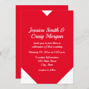 Red Heart Shape Valentines Wedding Invitation