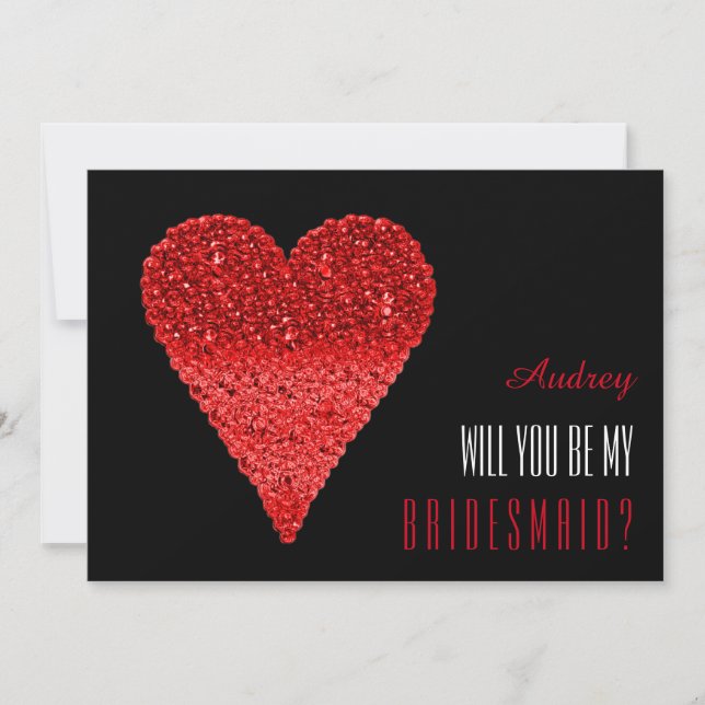 Red heart shape Will you be my Bridesmaid? Invitation (Front)