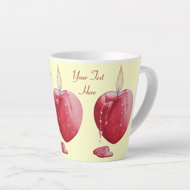 red heart shaped candle flame for love  latte mug (Right Angle)