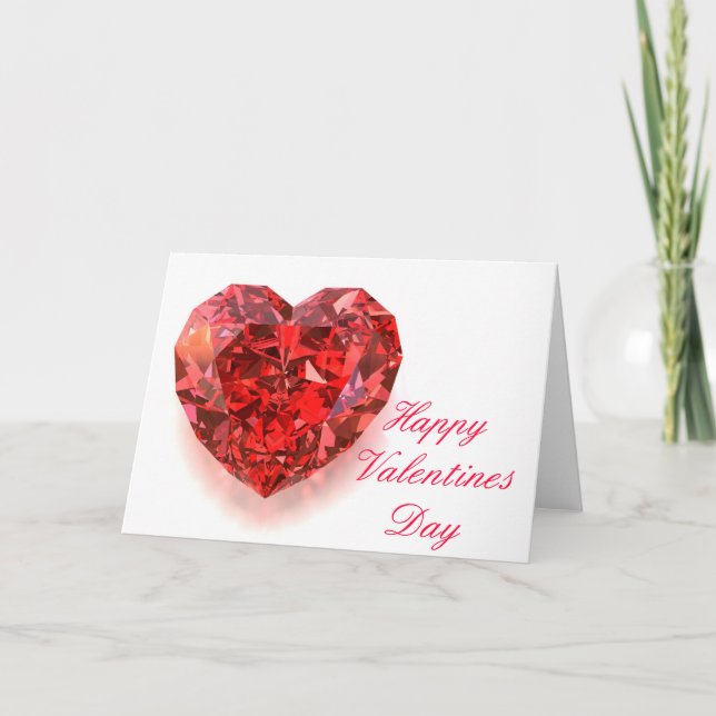 Red Heart Shaped Diamond Holiday Card (Front)