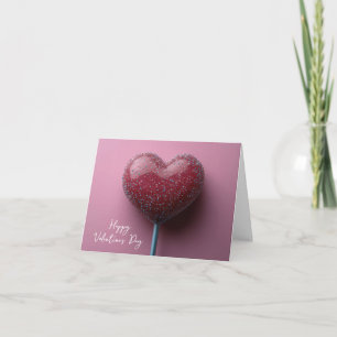 Red heart shaped Lollipop Valentine's Greeting Holiday Card