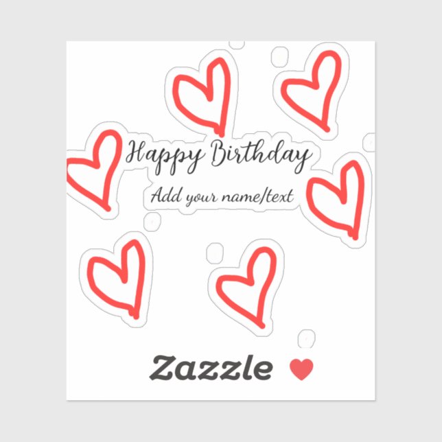 Red heart shapehappy birthday add name text simple (Sheet)