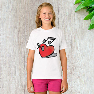 Red Heart Singing Music Notes T-Shirt