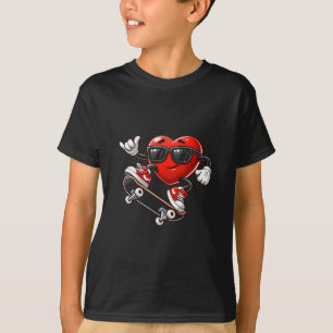 Red Heart Skateboarding Valentines Day Toddler Kid T-Shirt