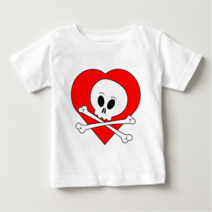 Red Heart Skull Baby T-Shirt