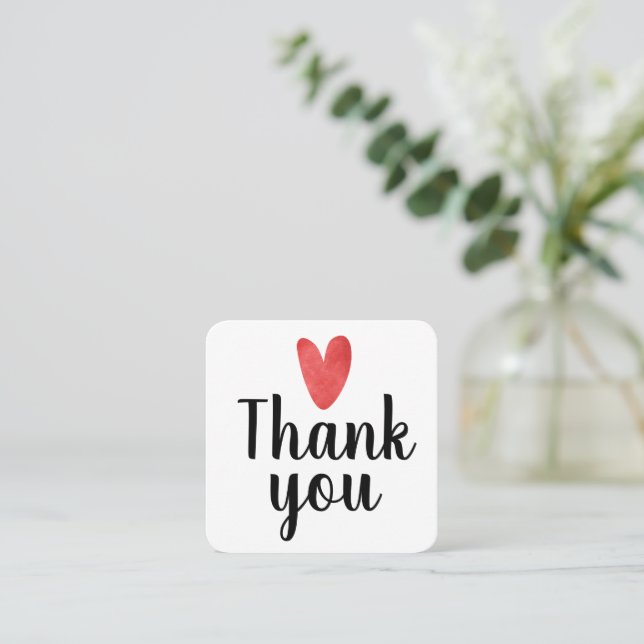 Red Heart Small Business Thank You Insert Card (Standing Front)