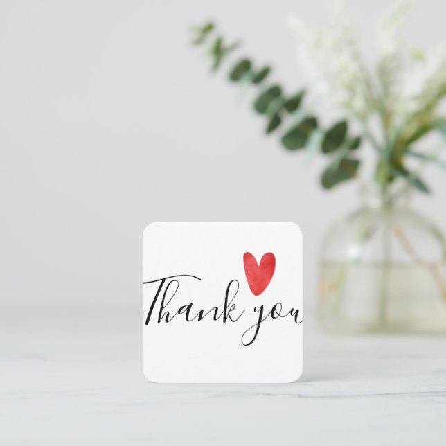 Red Heart Small Business Thank You Insert Card (Standing Front)