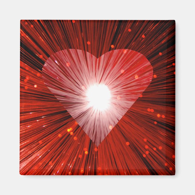 Red Heart square fridge magnet (Front)