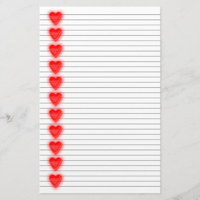 Red Heart Stationery - optional Lines (Front)