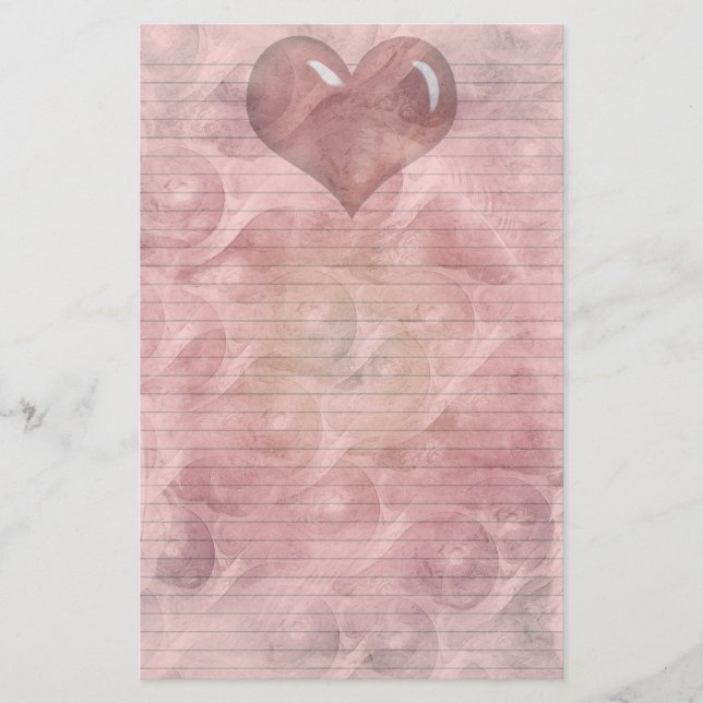 Red Heart stationery-optional lines Stationery (Front)