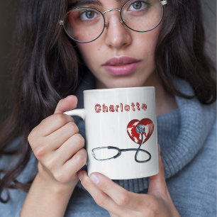 Red Heart Stethoscope Nurse Medical Doctor Gift Coffee Mug