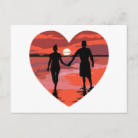 Red Heart Sunset Beach Holding Hands