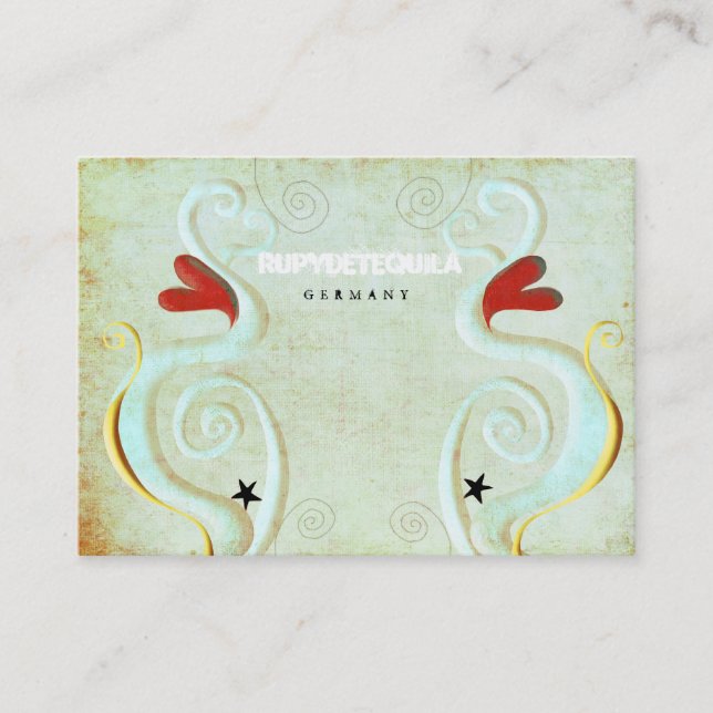 Red Heart Swirls 3dimension Business Card (Front)