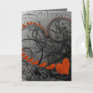 Red Heart Swirls Holiday Card