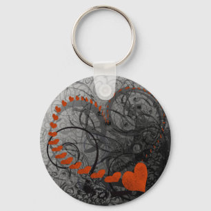Red Heart Swirls Key Ring