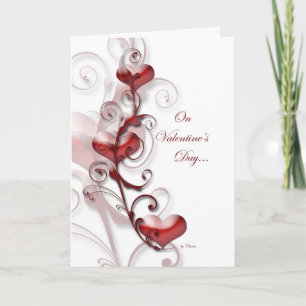Red Heart Swirls Valentine's Day Greeting Card