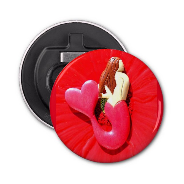 red heart-tail mermaid bottle opener (Front)