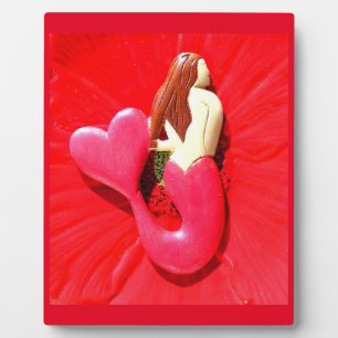 red heart-tail mermaid plaque